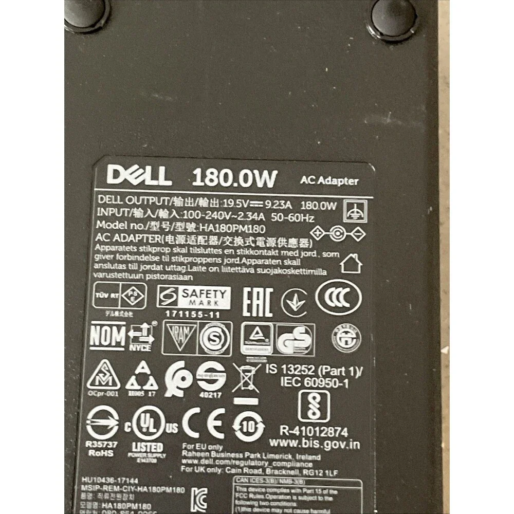 DELL HA180PM180 19.5V 9.23A 180W Genuine Original AC adapter Pin in middle